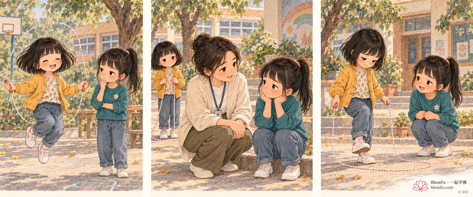 别人做得好，我也能开心 · 课程故事插画