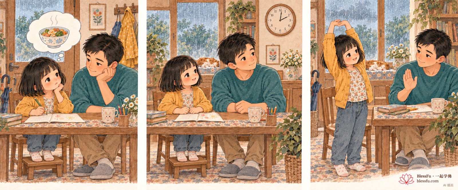 安静一分钟 · 课程故事插画