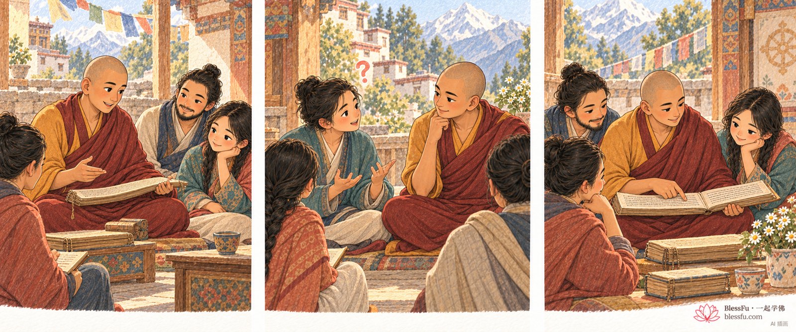 阿底峡尊者：学问大，也愿意听 · 课程故事插画