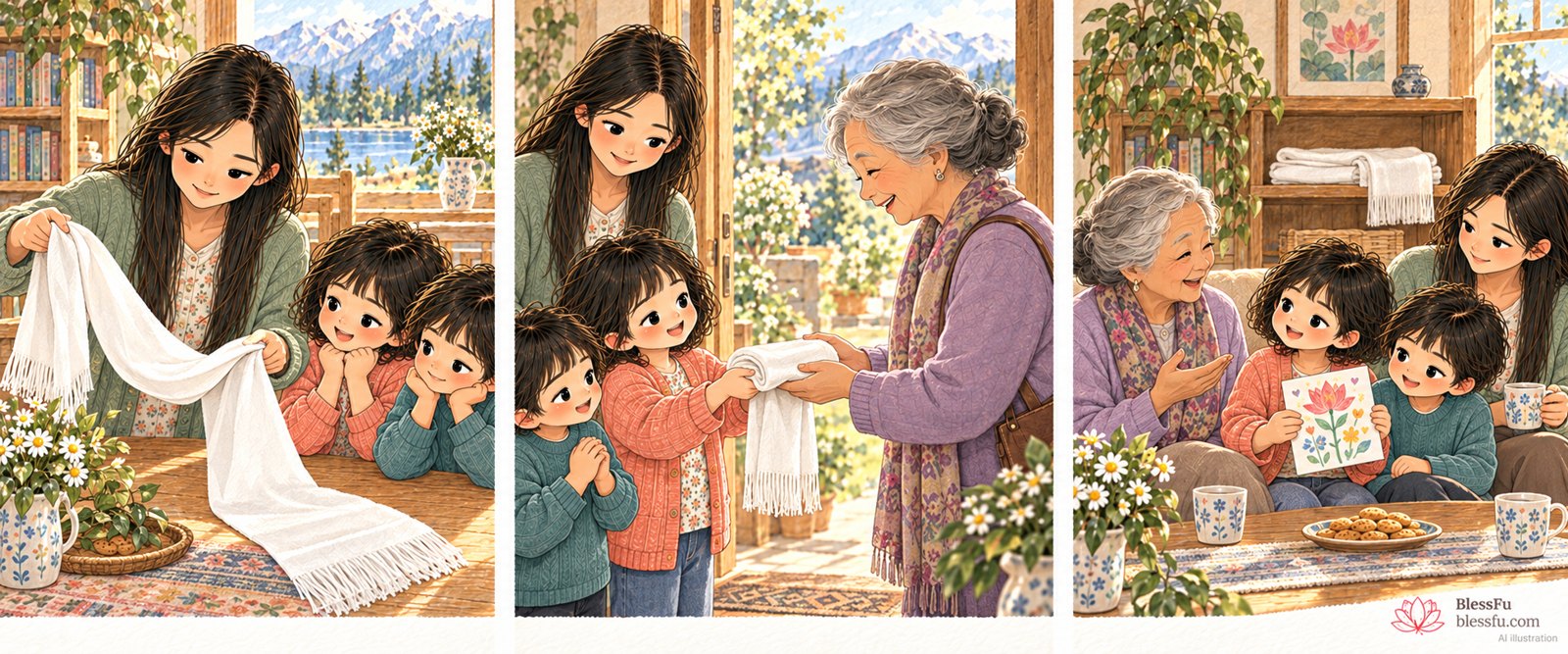 一条哈达的祝福 · 课程故事插画